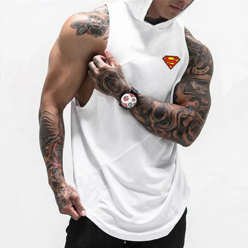 Brand New Casual Clothing Singlet  Fitness Hooded Tops Gyms Tank Top Men Cotton Vest Bodybuilding Muscle  Sleeveless Shirt