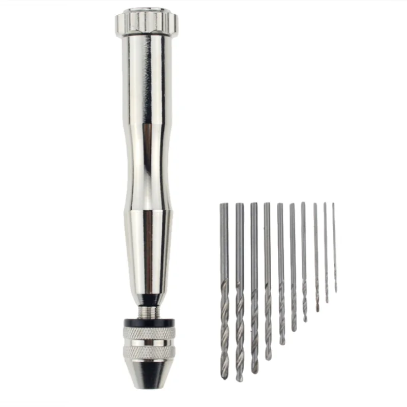 1SET 0.3-3.5 White large trumpeter Hand Drill 0.3-3.5mm and 10pcs high-speed Steel Twist Drill