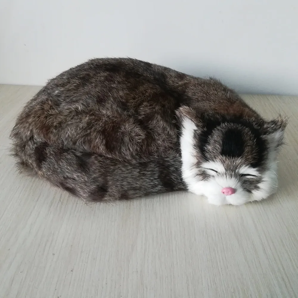 simulation cat about 25x20cm hard model polyethylene&furs sleeping cat handicraft home desktop decoration gift h0478