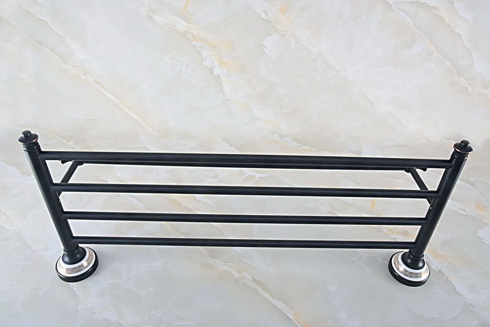 

Black Oil Rubbed Brass Ceramic Base Bathroom Wall Mounted Clothes Bath Towel Racks Shelf Holder 2ba711