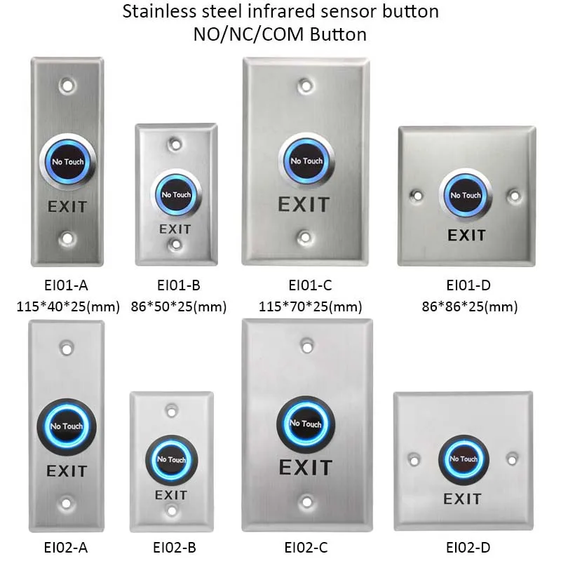 Contactless Waterproof No Touch Sensor Exit Switch Induction Type Release Exit Button Switch Access Control DC12V/24V With LED