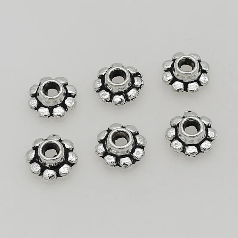 100pcs/lot Beautiful Antique Silver Sunflower Bead Caps Charm 8mm Handmade Beading End Cap Settings Tassel Caps DIY Jewelry Make