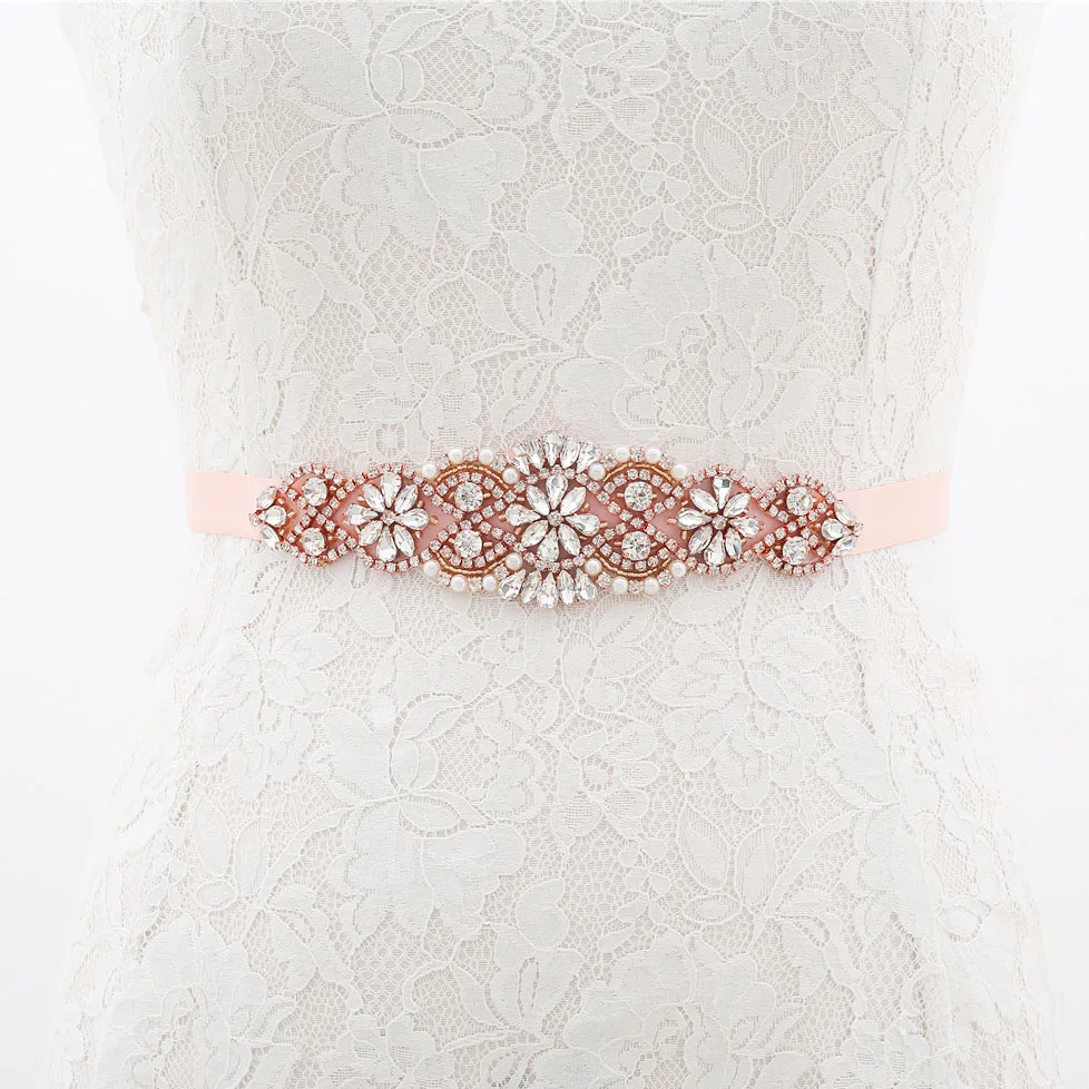 SESTHFAR – ceinture de mariée en strass, or Rose, diamant, accessoires pour robe de mariée