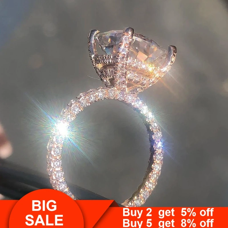 Vintage ring Rose Gold Filled Cubic Zirconia Party Wedding Band Rings for women men Wholesale Jewelry