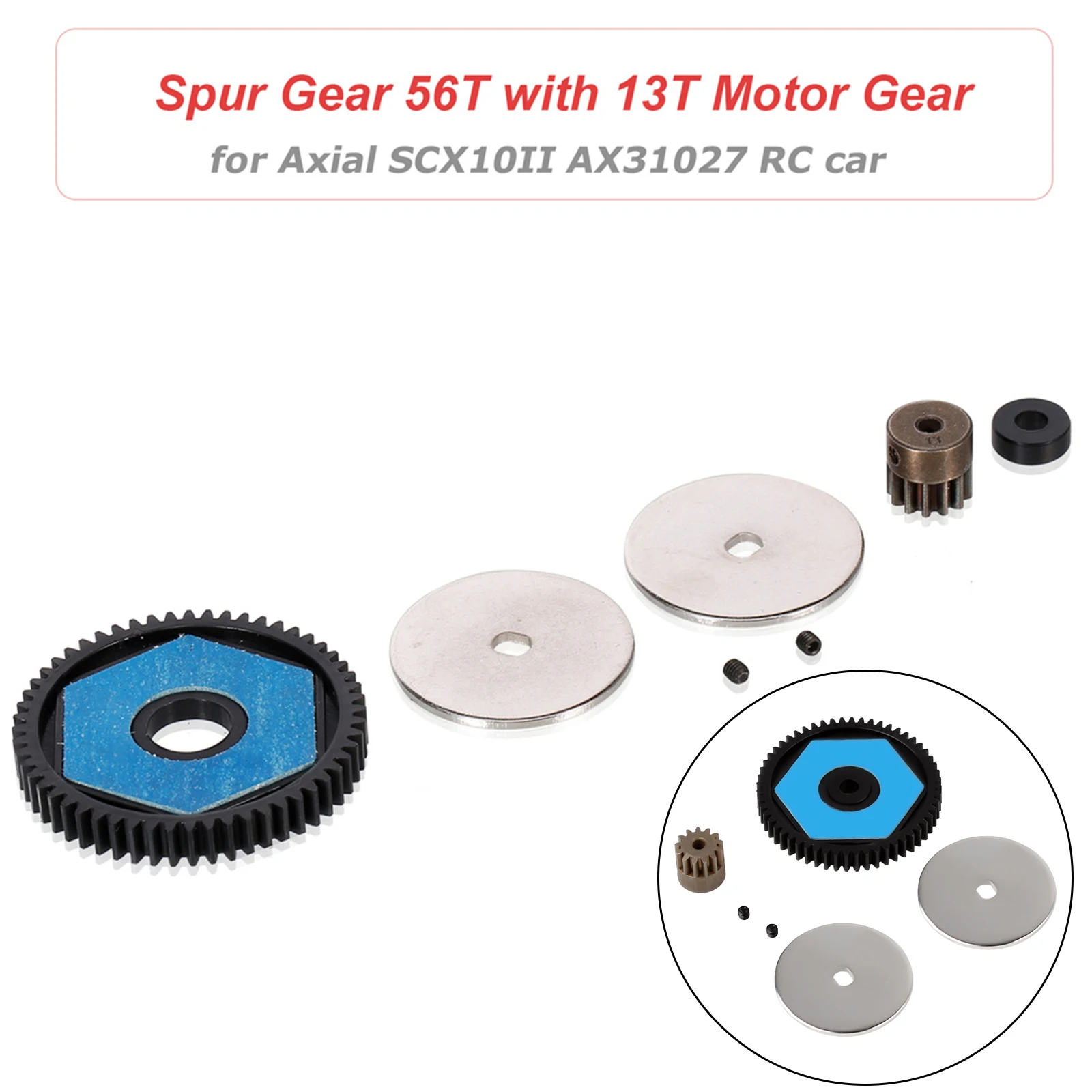 Metal AX31027 56T Spur Gear & 13T Motor Gear Set for Axial SCX10II RC Crawler Vehicle