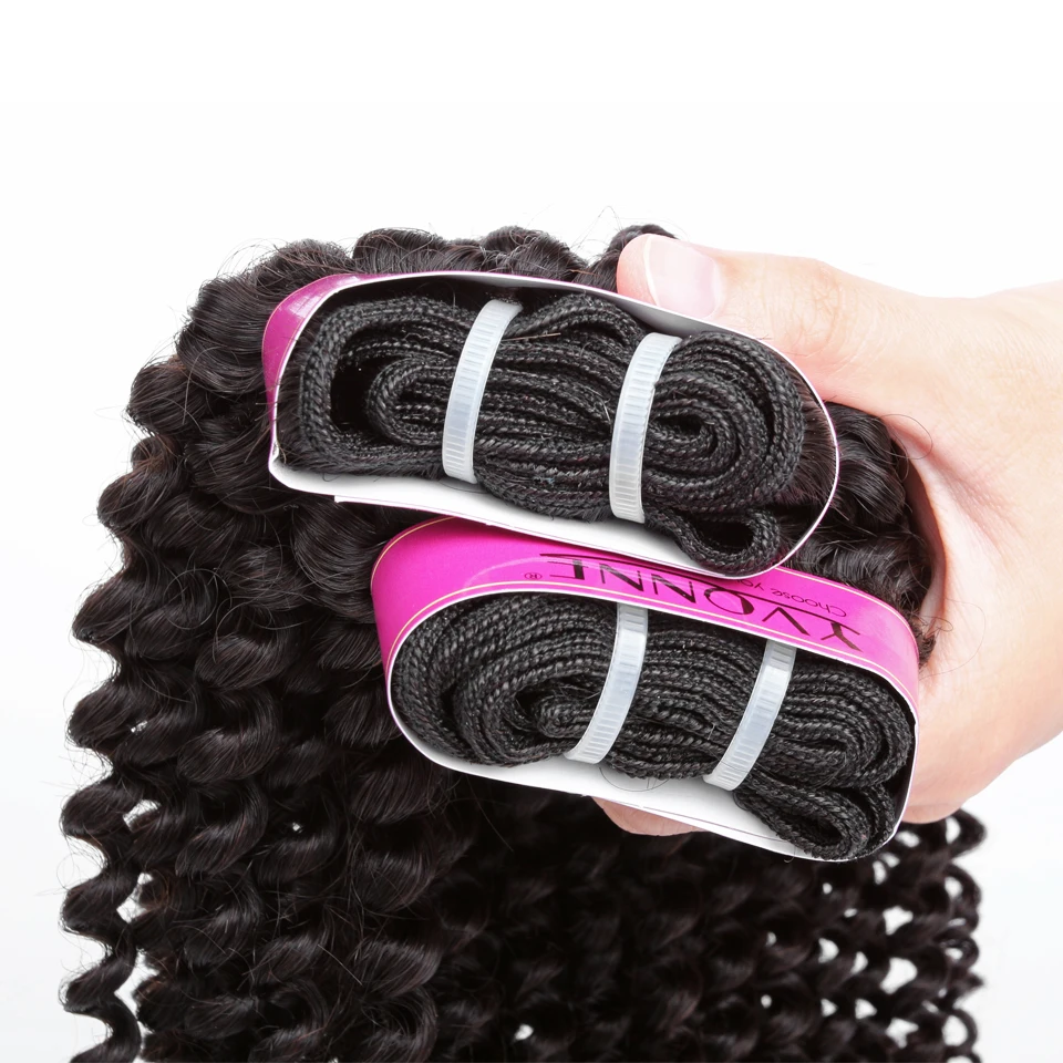 YVONNE Kinky Curly Virgin Brazilian Hair Weave 4A 4B Unprocessed Human Hair Bundles Natural Color