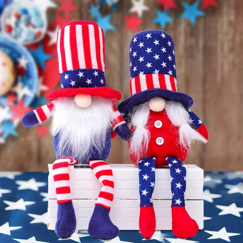 American Independence Day Top Hat Gnome Decoration Easter Faceless Plush Doll Uncle Sam Doll Kids Toys