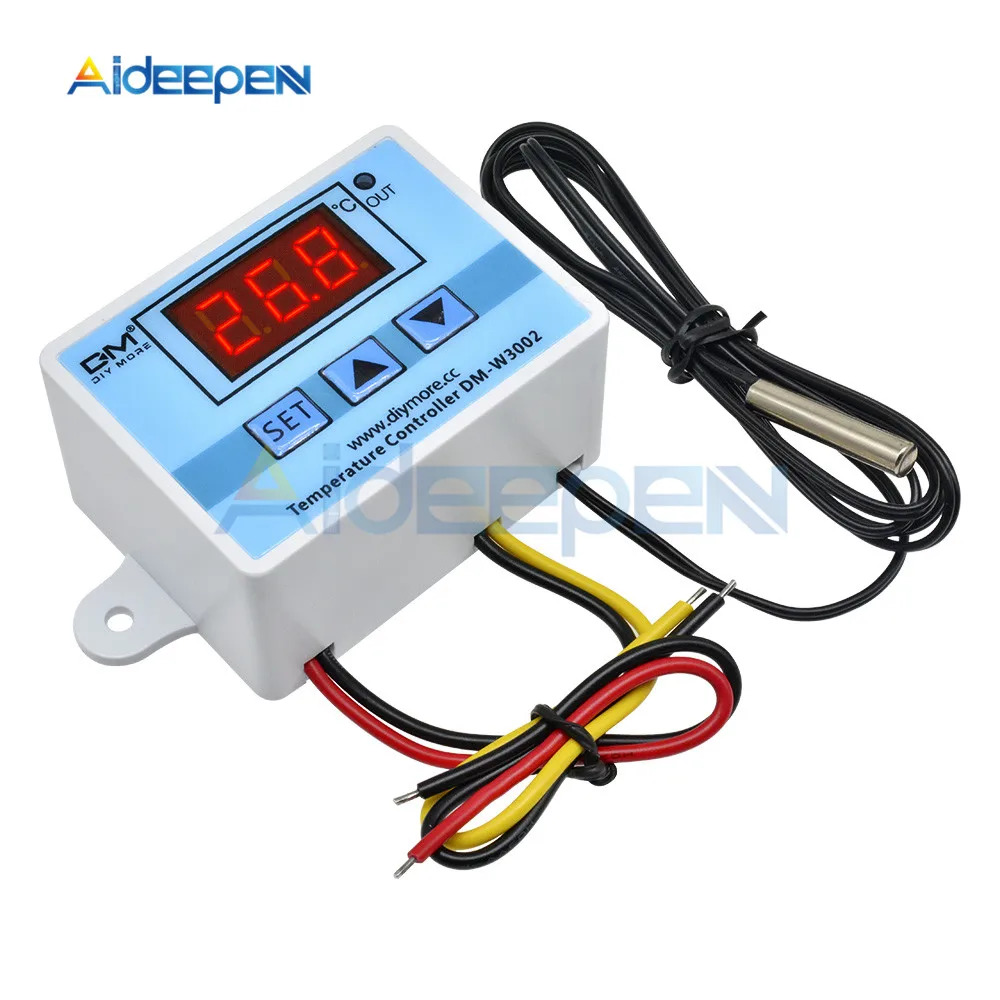 XH-W3002 DC 12V 10A Digital LED Temperature Controller 12V 24V 220V Heating Cooling Temperature Control Switch Probe LCD Display