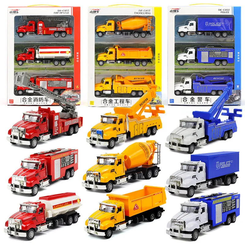 High simulation alloy sliding engineering truck fire truck model,ladder fire truck,mixer truck dump truck toy,free shipping