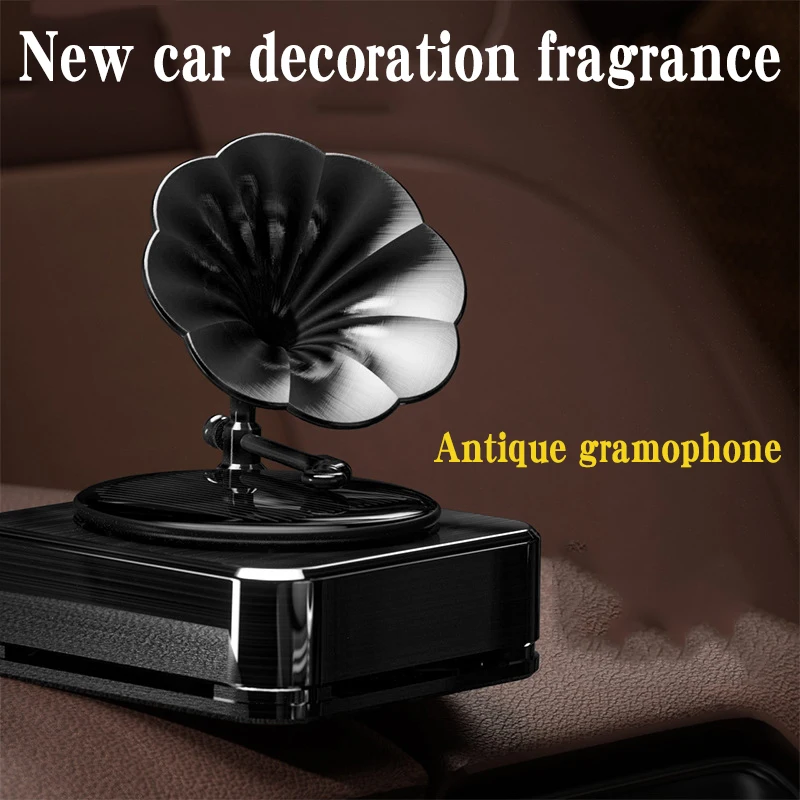 Antique phonograph style Car Air Freshener Solar Car Perfume Fragrance Auto Rotation Air Aromatherapy Flavoring Car Accessories