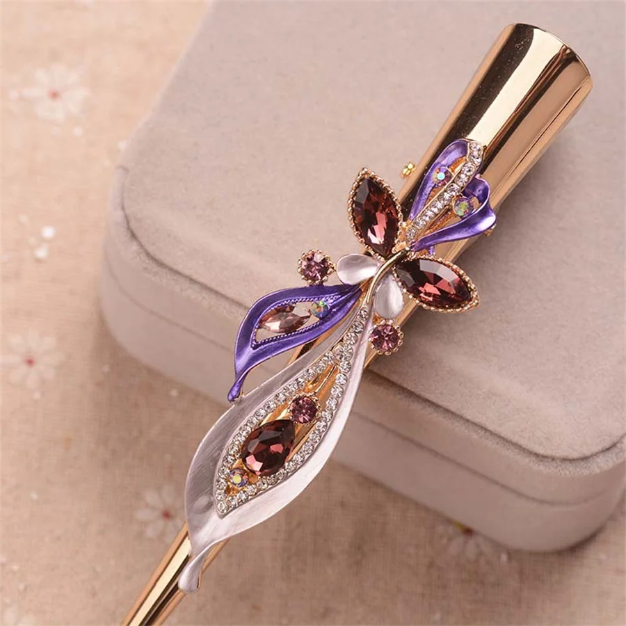 Retro Crystal Flower Butterfly Hair Clip Women sparkly headband banana hair clip accessories red rhinestone bride head pieces