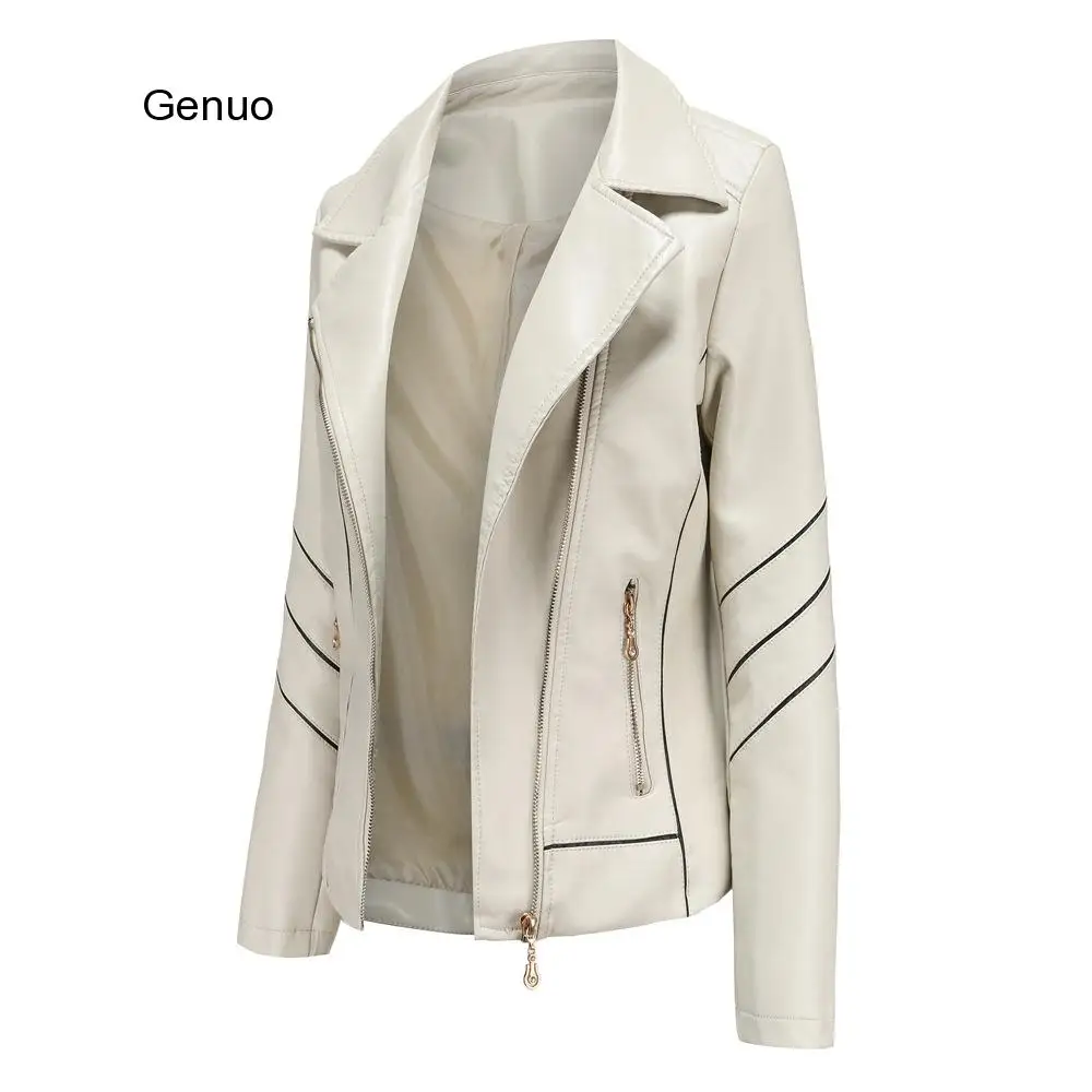 Women Leather Jacket Casual Lapel Slim Leather Jacket Women Fashion Urban Leisure Pu Zipper Short Leather 2020 New Women Outwear