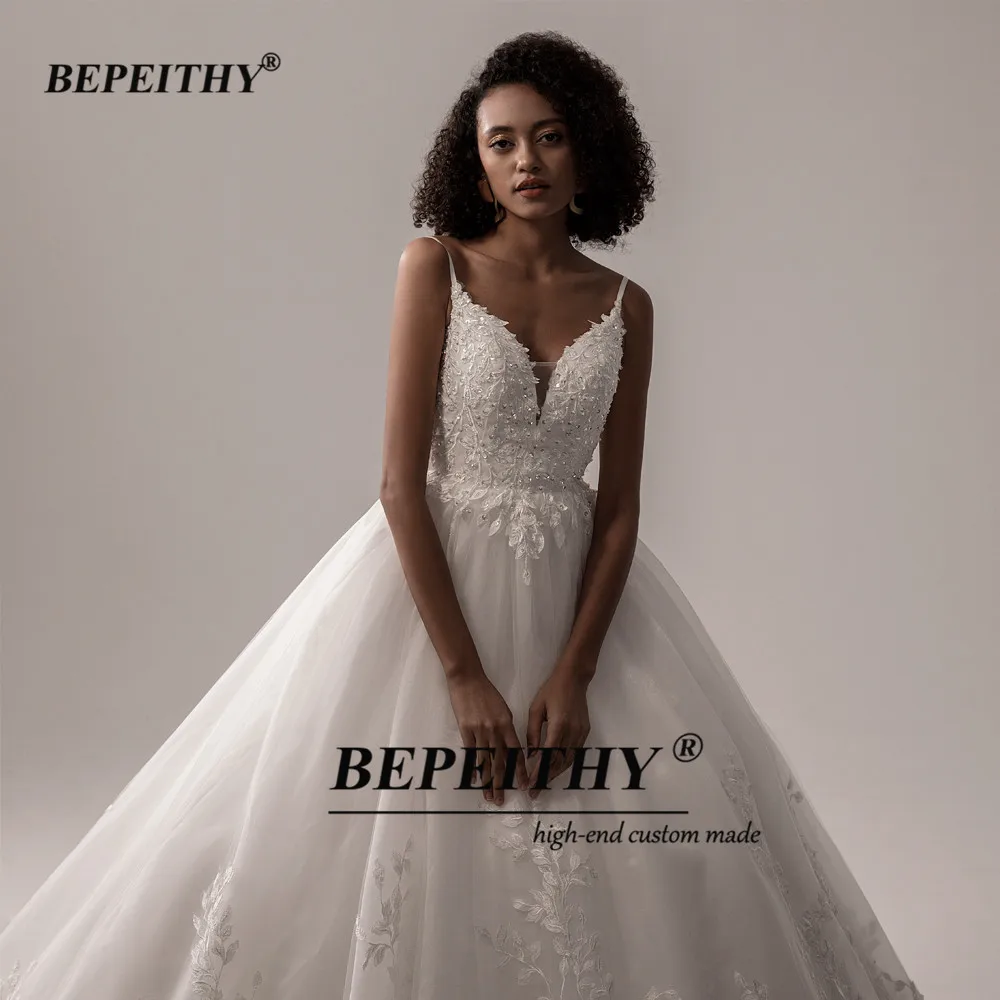 BEPEITHY-Vestidos de Novia de encaje con tirantes finos para novia, vestido de baile sin mangas, marfil, indio, tienda en línea, blanco, 2022