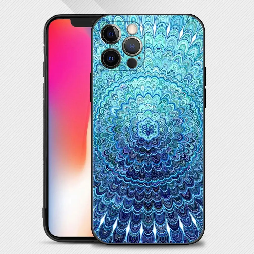 Mandala-Apple iPhone用シリコンケース,Apple用電話シェル15, 14, 13, 12, 11 pro max,xs max,xr,x,7, 8 plus,13, 12 mini,se