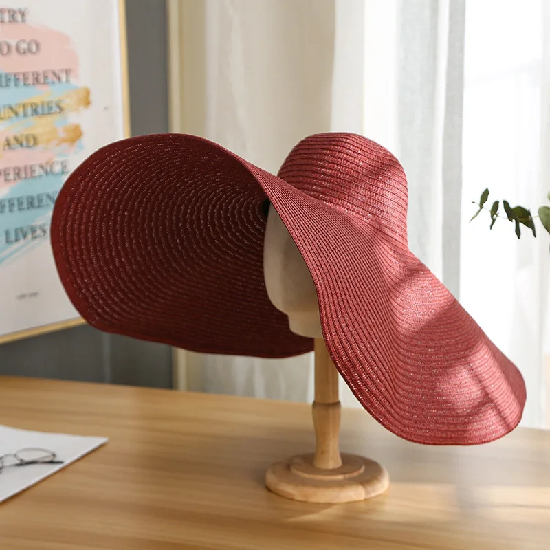 Summer Women Patchwork Wide brim leisure Colorful Panama sun hat fashion trendy dome holiday beach hat foldable straw hat