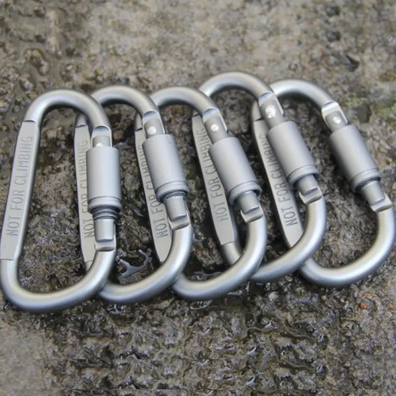 Multifunctional Aluminum Alloy D-Shaped Carabiner, Quick Hanging Buckle, Quickly Equip, High Quality, 5Pcs per Lot