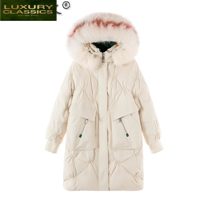 

Down Jacket Warm Women's Winter Woman Coat Female Real Fox Fur Collar Hooded Parka Fashion Clothes 2021 Mujer Chaqueta Pph1325