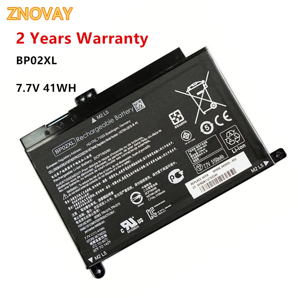 

Notebook Battery BP02XL for HP Pavilion PC 15 15-AU 849909-850 (F9-21) 849569-421 HSTNN-LB7H BP02041XL 7.7V 41WH Laptop Battery