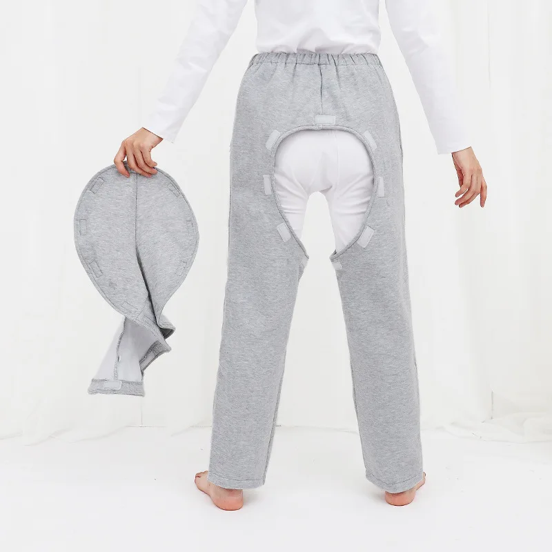 

New Open Crotch Pants For The Elderly Paralyzed/Bedridden And Incontinent Patient Surgical Gown Trousers With Thin Fleece