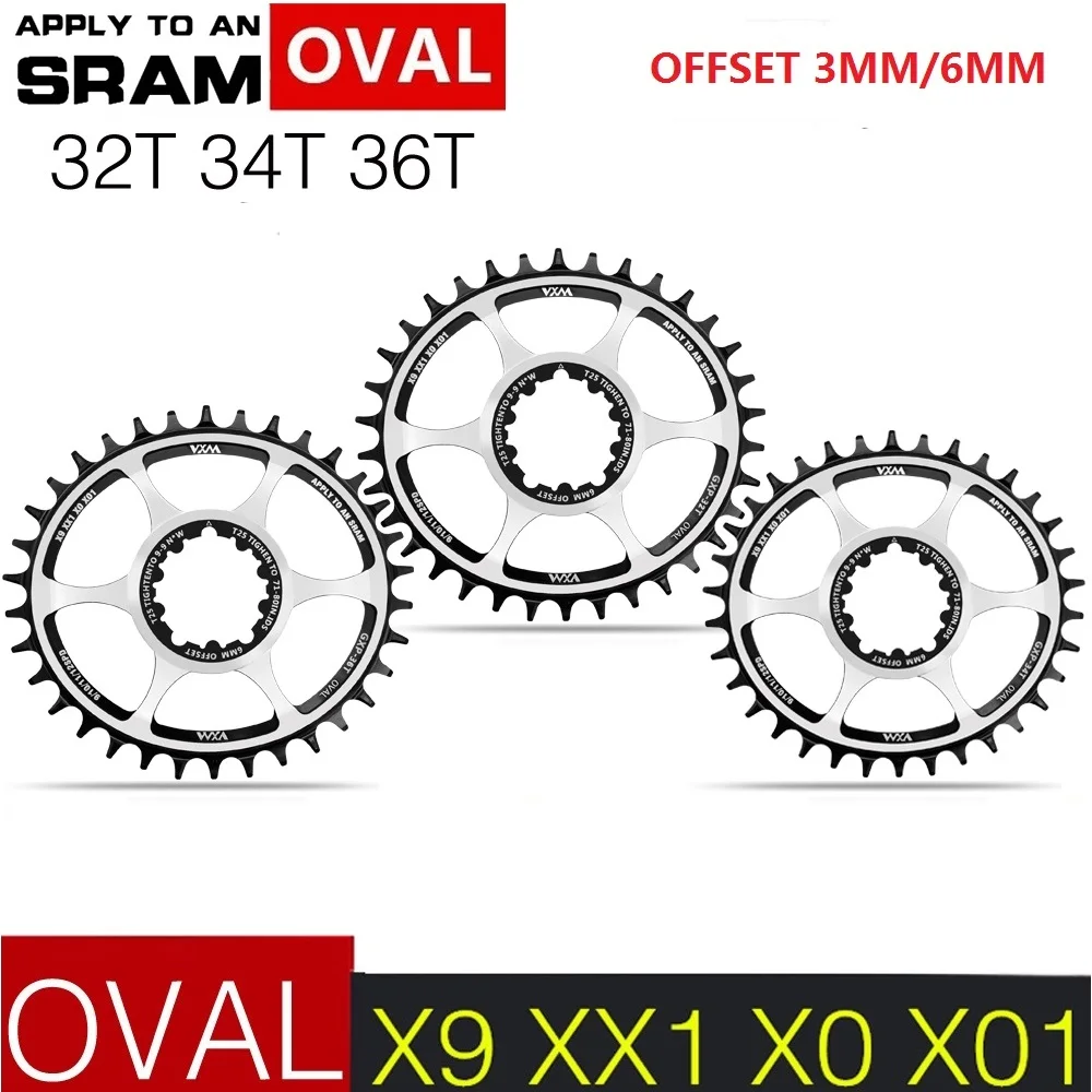 

GXP Bike Oval Chainring 32T 34T 36T Bicycle Chainwheel Offset 3/6MM MTB Bike Sprockets For Sram 8-12S NX XX XO GX GXP11 Eagle NX