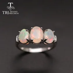 Good quality Opal gemstone Ring natural Ethiopia Opal colorful fine jewelry oval cut 6*8mm 5*7mm 925 sterling silver for women