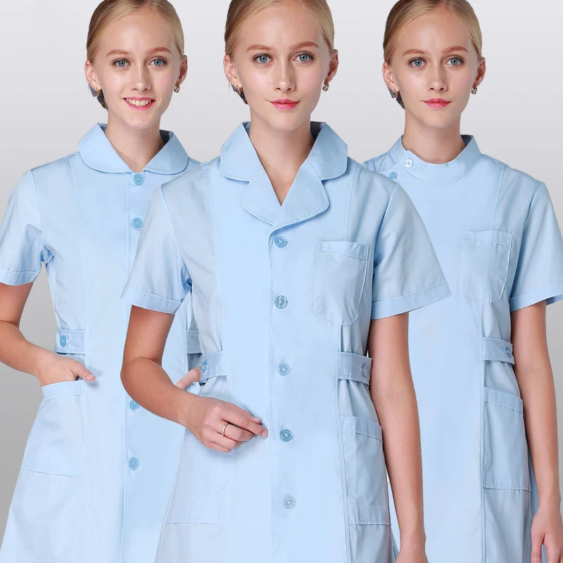 Fantasia uniforme de algodão para mulheres, veste branca para cuidado com a jaqueta, uniforme de trabalho veterinário, comprimento total