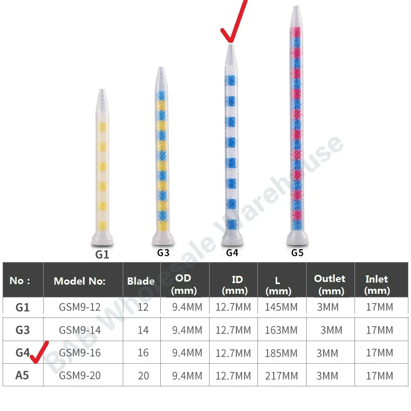 GSM9-16 Epoxy Resin Static Mixer tube for automatic glue filling machine AB glue static mixing tube Mixing tube mixer