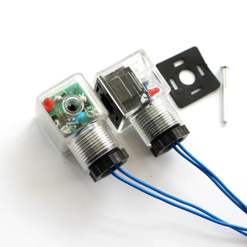 50PCS DIN Connector Box With Screw And Gasket Solenoids Coil Connector Led Indicator for AC voltage Tape line