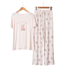 Cute Cartoon 2PCS Sleep Suit Casual Modal Nightwear Women Sleepwear Pajamas Set Loose Pyjamas Intimate Lingerie Soft Homewear