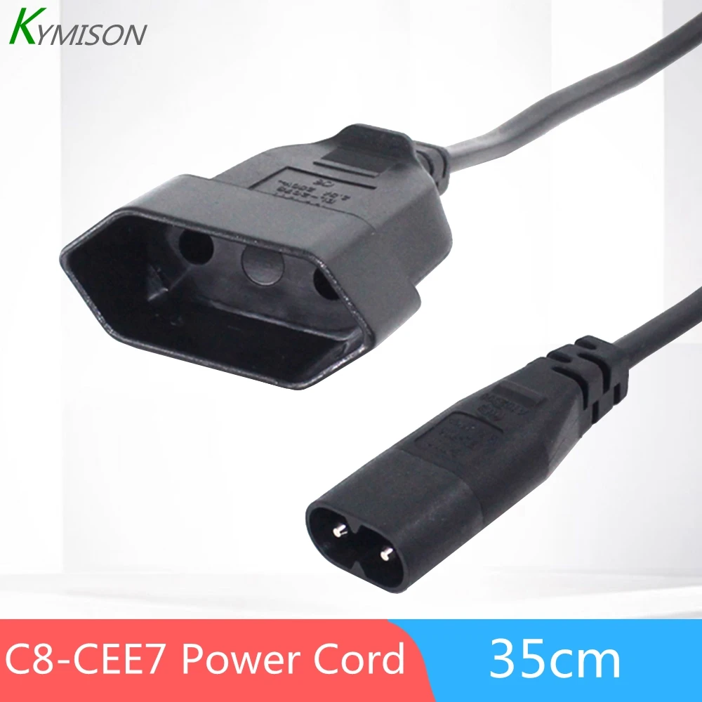 IEC320 C8 Male to Europe Schoko CEE7/16 Outlet Female socket Power Extension Cable For PDU UPS 30cm
