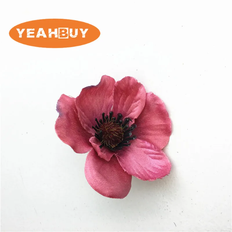 50Pcs 15Colors 7CM Artificial Silk Poppy Flower Heads For Wedding Decoration Hairpin Wreath DIY Accessories Festival Supplier