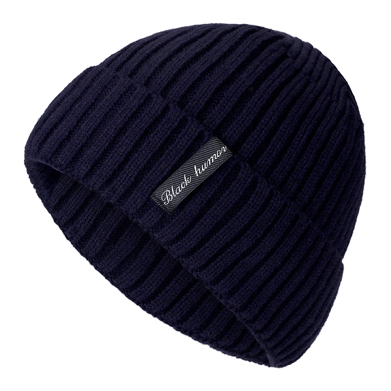 Hohe Qualität Schwarz Menschlichen Winter Hut Hinzufügen Pelz Warme Mützen Hut Baggy Skullies Gestrickte Hut Für Männer Frauen Ski Sport mützen Kappe