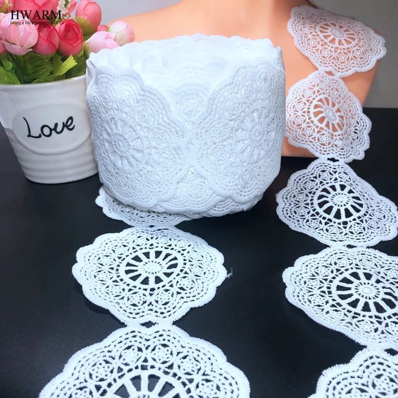 5yard 8cm High Quality white circular lace fabric ribbon DIY cup wad Coasters Cup mat LACE wedding christmas decoration for home