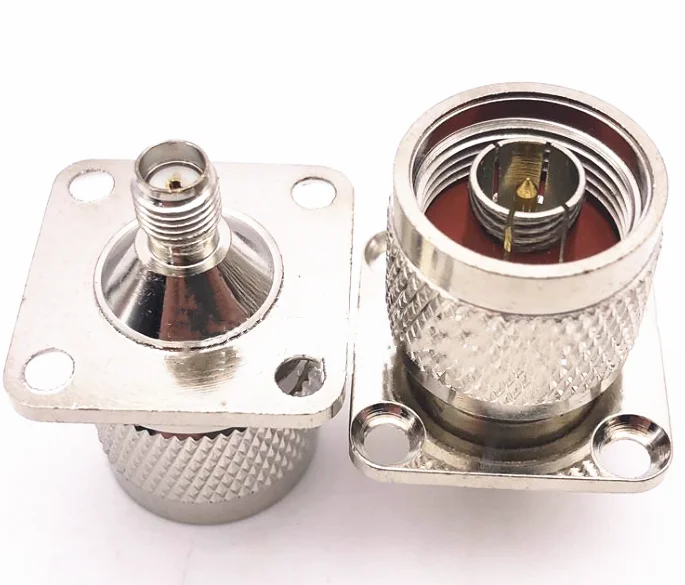 RF Adapter N Male plug To SMA Female Jack 4 Hole Flange Panel Mount RF Coaxial Connectors 25*25mm