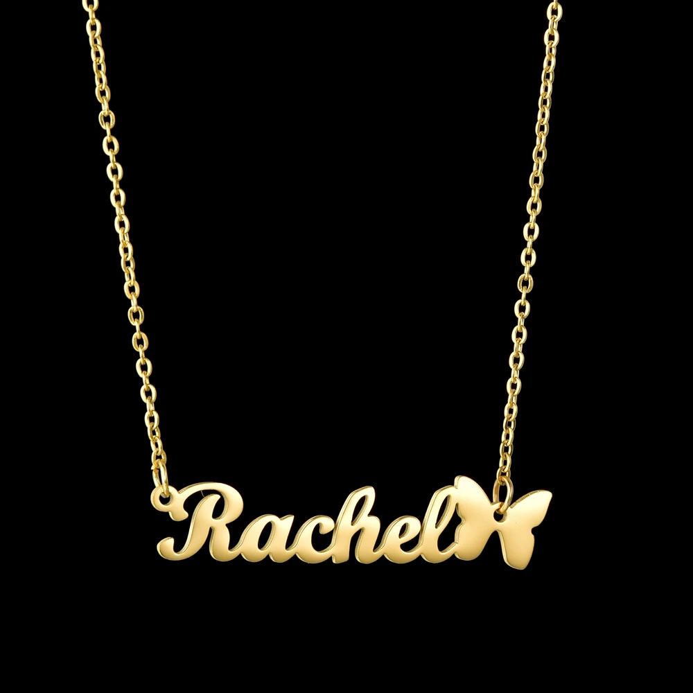 Atoztide 2022 New Butterfly with Personalized Name Necklaces for Women Nameplate Jewelry Stainless Steel Custom Letter Necklace image 4