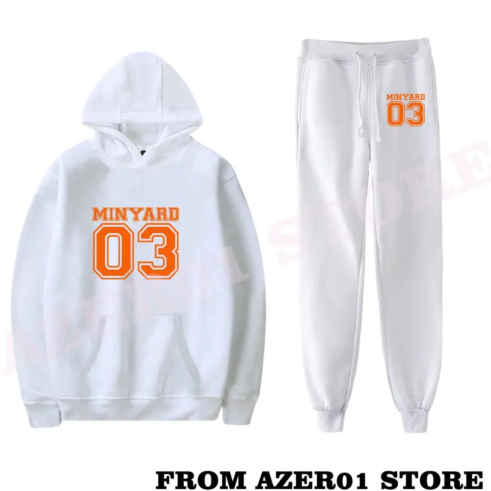 The Foxhole Court MINYARD JOSTEN Print Fall Suit Hoodies Hooded Ankle Banded Pant Two Piece Set Street Clothes The Hoodies+Pants