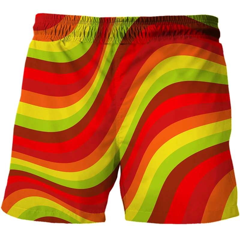 Men's Shorts Color stripe 3D Print Men Custom Beach Short Swimming Trunks Male Swimsuit Men Fitness casual Pants Drop Shipping