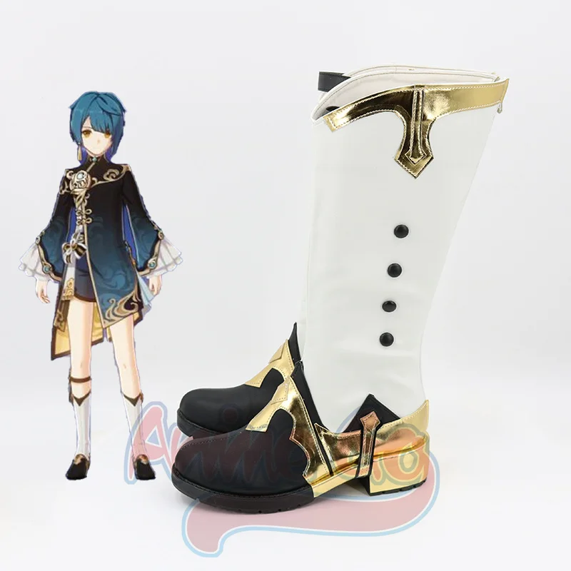 Game Genshin Impact Xingqiu Cosplay Shoes Boots for Women C00452