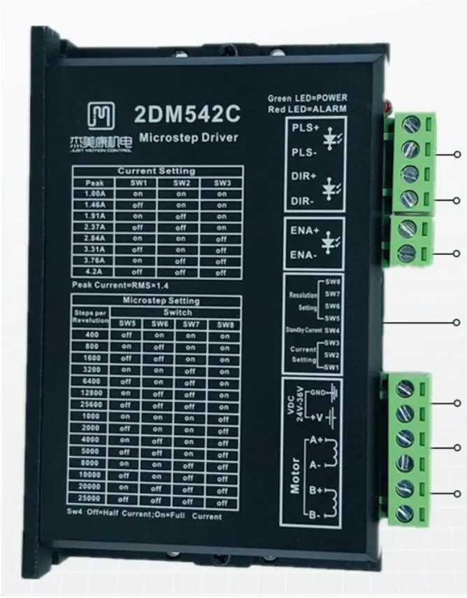 

JMK 2DM542C 57 stepper motor driver power supply 24-36VDC current 4.2A