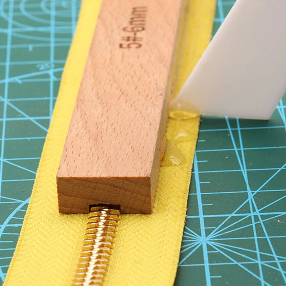 3# 5# Zipper Glue Anti-overflow Ruler Overflow Preventer Acrylic/ Beech DIY Leather Craft glue leak proof 3/ 4/ 5/ 6/ 7mm Pitch