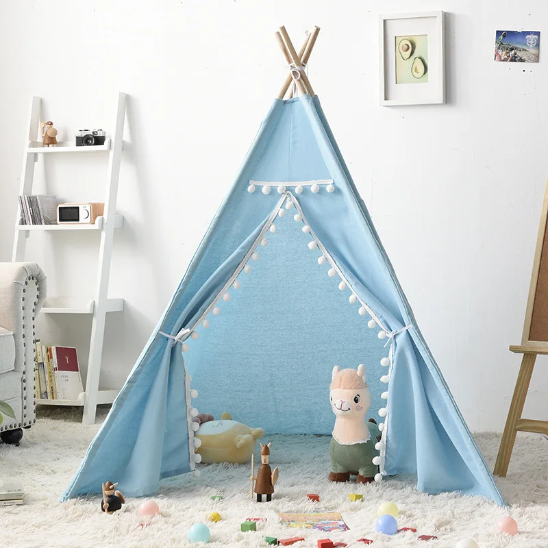 Portable Children Tents Tipi Play House Kids Cotton Canvas Indian Play Tent Wigwam Child Little Beach Teepee Room Decoration