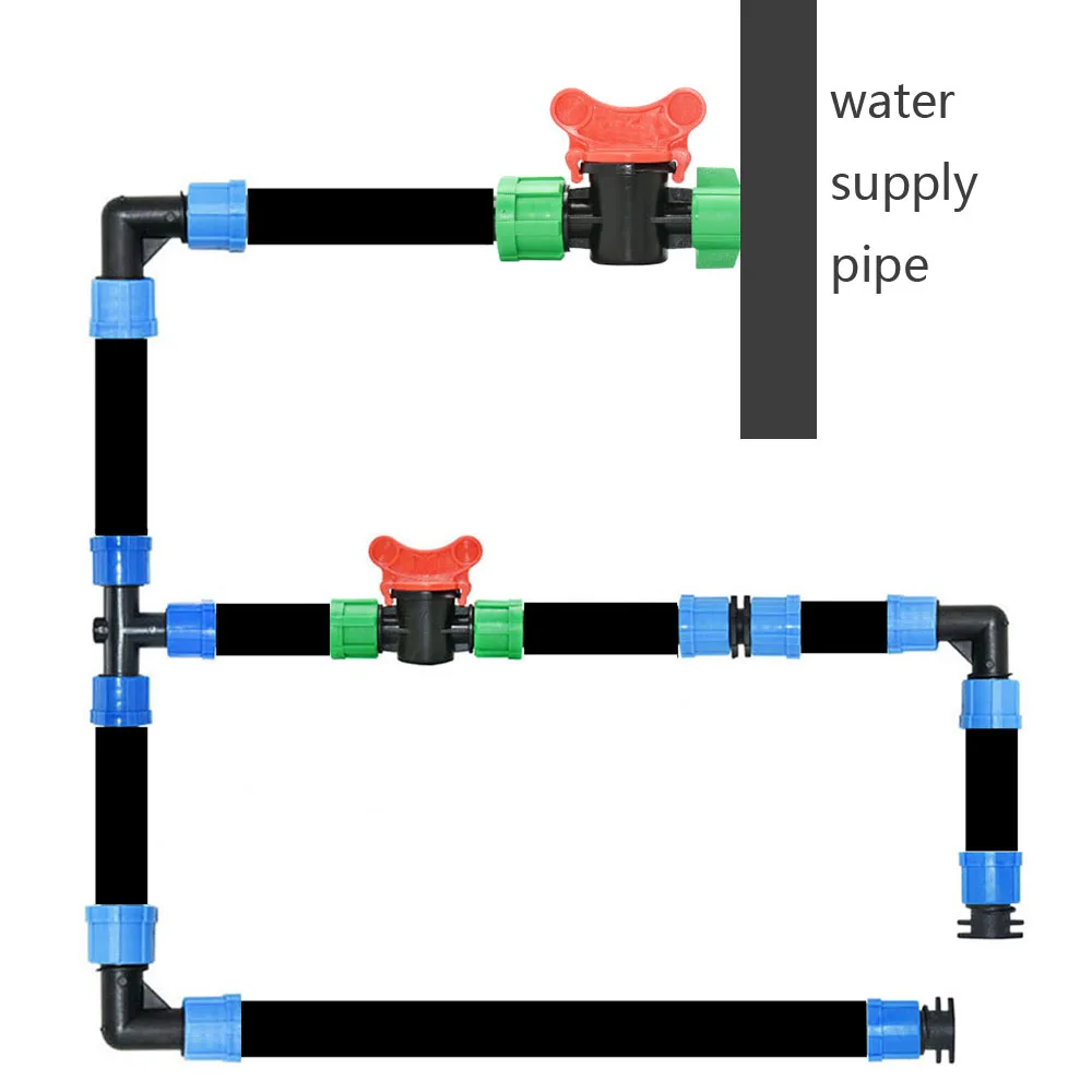 Irrigação Fita Gotejamento Tap Valve, Cotovelo Tee End Plug, Rosca Lock Connector, Jardim Rega Tubo, Juntas de mangueira, 16mm, 5 pol, 8 pol