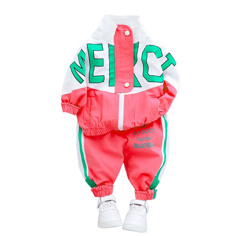 Spring Autumn Children Patchwork Sport Clothes Boys Kids Girls Fashion Outwear Pants 2Pcs/Sets Infants Novelty Letter Tracksuit