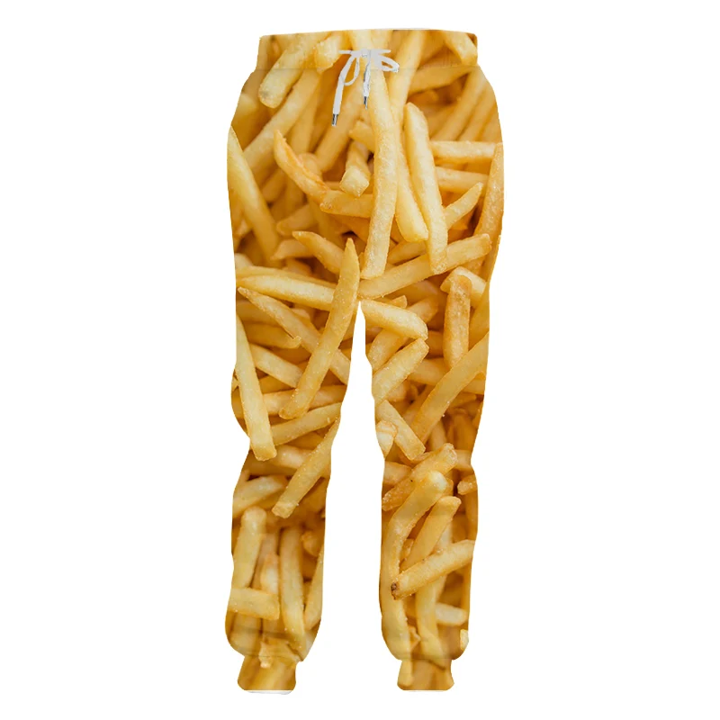 Creative Food Fries 3D Print Harajuku Men Sweatpants Tracksuit Streetwear Women Fashion Casual Trousers Long Pant Custom 4XL