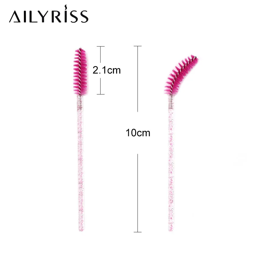 50pcs Crystal Disposable Eyelash Brush Applicator Wands Curler Mascara Eyebrow Makeup Tools Spoolers Comb Wands Spoolies Brushes