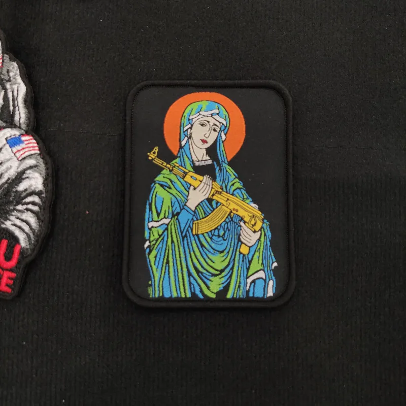 Tactical Virgin Mary Military Patch For Clothes Backpack Embroidered Badges Sewing Applique Fabric Apparel Accessories