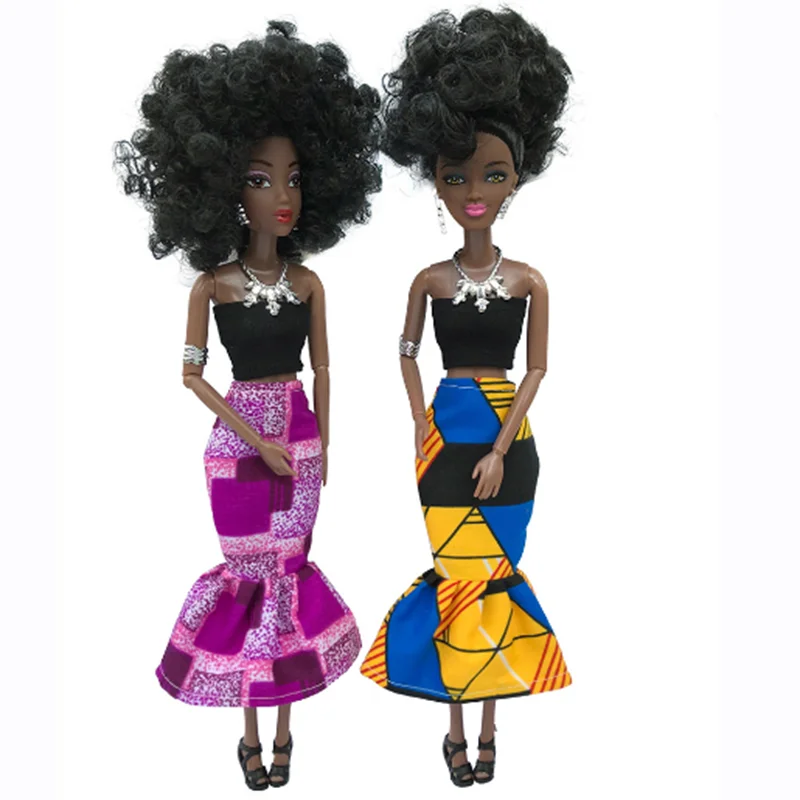 Black Doll Princess African Figures Kids Toys Kawaii Dolls Body Fashion Dress Clothes For Barbie Game Best DIY New Year Present