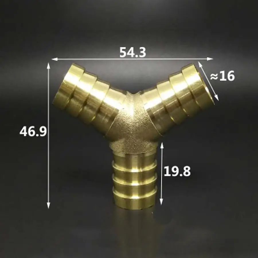 

10 PCS 16mm Hose Barb Y Shape 3 Ways Splicer Brass Hosetail Fitting Adapter Coupling Water Fuel