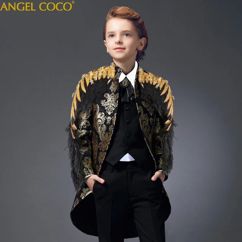 Suit For Boy Kids Dresses Boys Costume Children Wedding Suit For Boys Evening Dress Baby Boy Suit Teen Boys Blazer Feather Wings