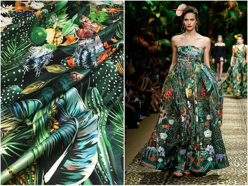 Customized 19mm Tropical Forest Animal and Plant Printing Real Silk Spandex Satin Fabric for Dress DIY